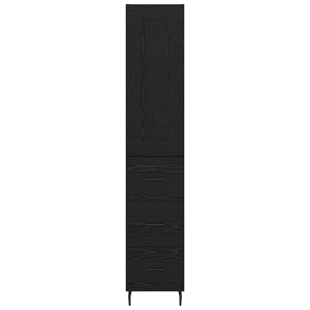 Highboard Μαύρη Οξυά 34,5 x 34 x 180 εκ. Επεξεργασμένο ξύλο