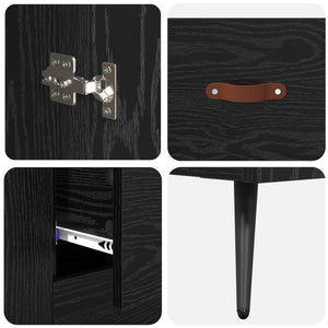 Highboard Μαύρη Οξυά 69,5 x 34 x 180 εκ. Επεξεργασμένο ξύλο - Pakobazaar
