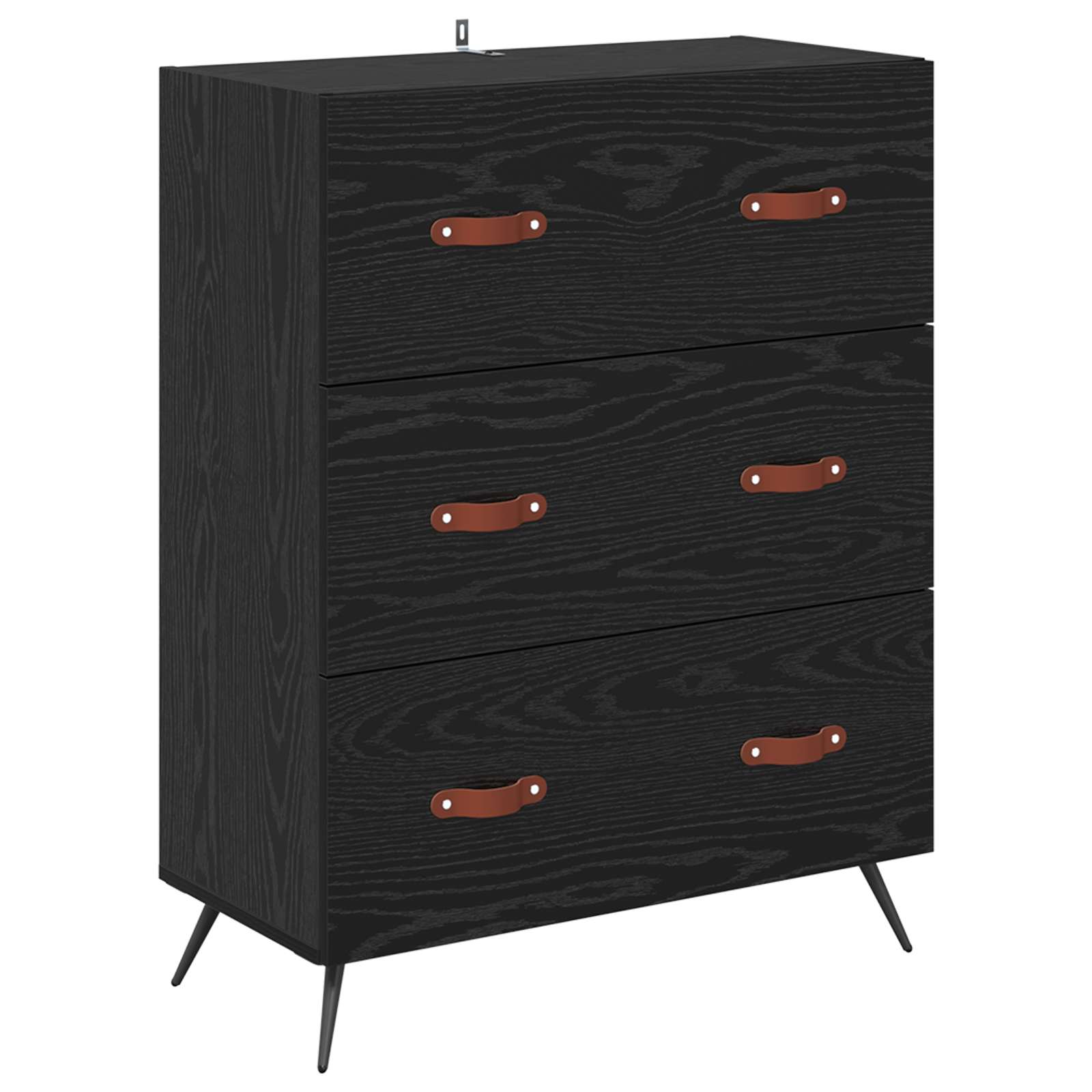 Highboard Μαύρη Οξυά 69,5 x 34 x 180 εκ. Επεξεργασμένο ξύλο - Pakobazaar