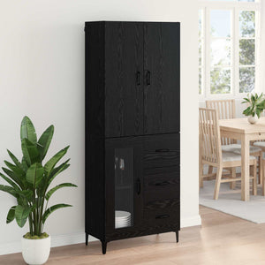 Highboard Μαύρη Οξυά 69,5 x 34 x 180 εκ. Επεξεργασμένο ξύλο - Pakobazaar