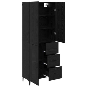 Highboard Μαύρη Οξυά 69,5 x 34 x 180 εκ. Επεξεργασμένο ξύλο - Pakobazaar