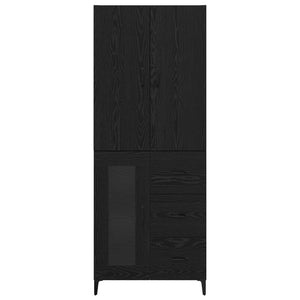 Highboard Μαύρη Οξυά 69,5 x 34 x 180 εκ. Επεξεργασμένο ξύλο - Pakobazaar