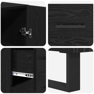 Highboard 2 τμχ. Μαύρη Οξυά 69,5 x 34 x 180 εκ.