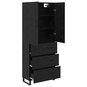 Highboard 2 τμχ. Μαύρη Οξυά 69,5 x 34 x 180 εκ.