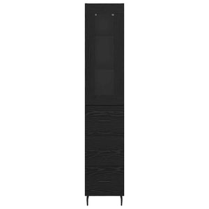 Highboard Μαύρη Οξυά 34,5 x 34 x 180 εκ. Επεξεργασμένο Ξύλο