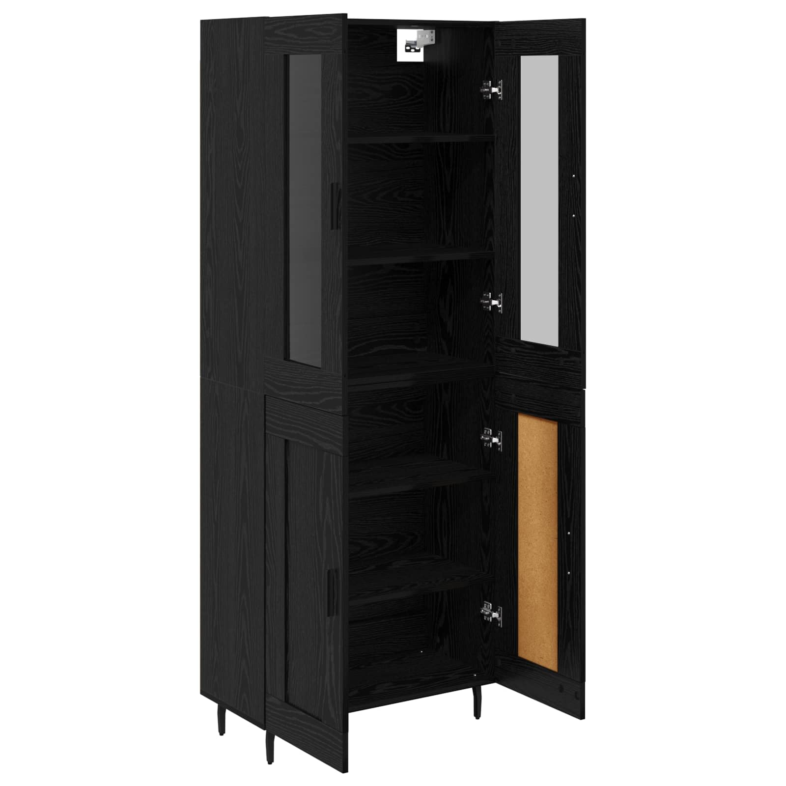 Highboard 2 pcs Μαύρη Οξυά Σύνθετο Ξύλο και Γυαλί