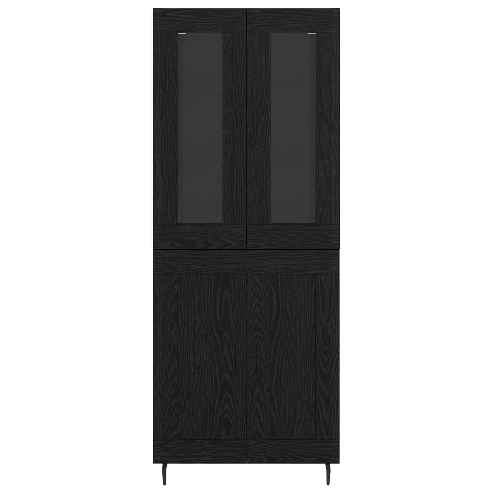 Highboard 2 pcs Μαύρη Οξυά Σύνθετο Ξύλο και Γυαλί