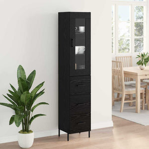 Highboard Μαύρη Οξυά 34,5 x 34 x 180 εκ. Επεξεργασμένο Ξύλο