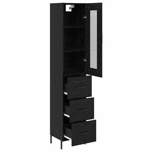 Highboard Μαύρη Οξυά 34,5 x 34 x 180 εκ. Επεξεργασμένο Ξύλο