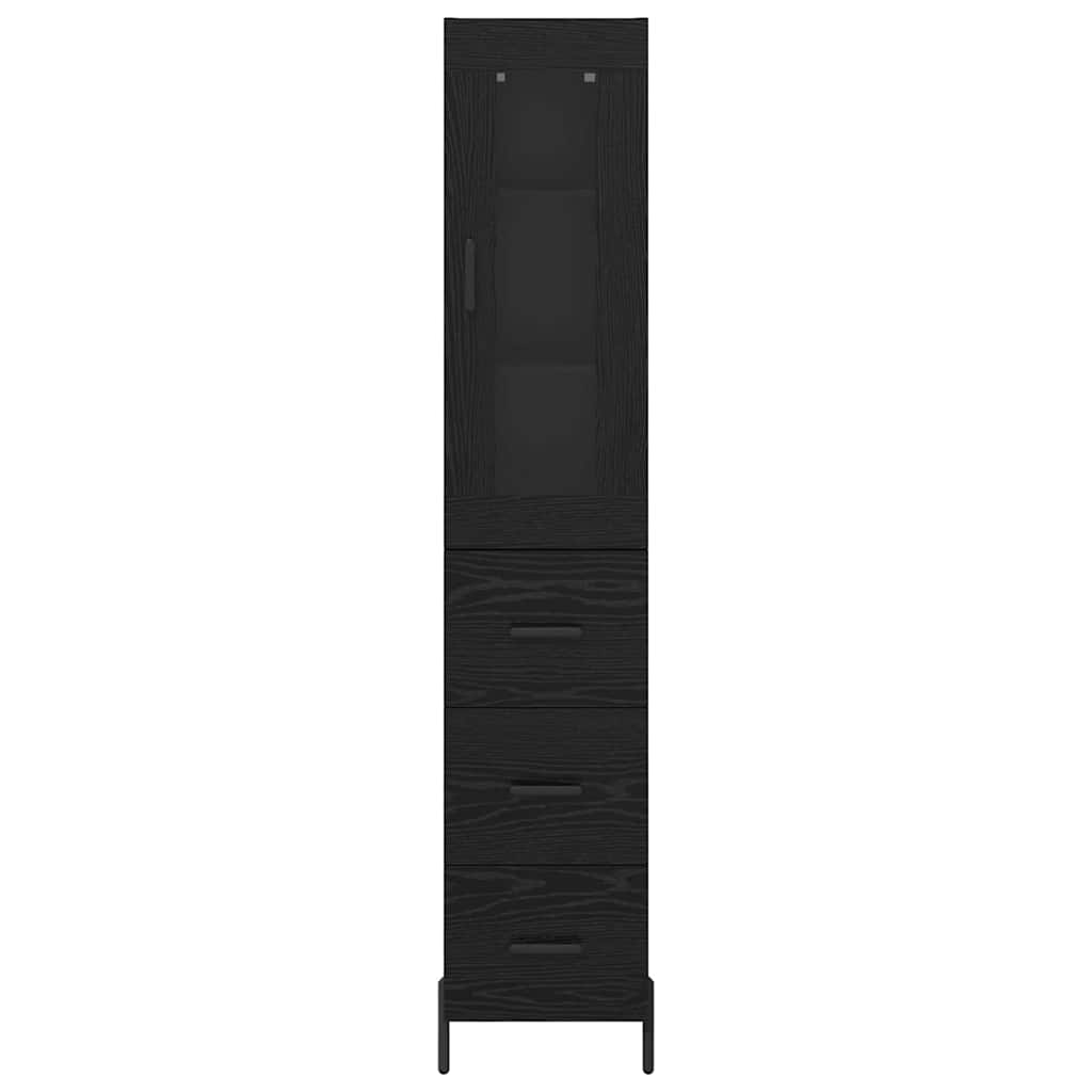 Highboard Μαύρη Οξυά 34,5 x 34 x 180 εκ. Επεξεργασμένο ξύλο