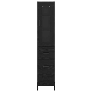 Highboard Μαύρη Οξυά 34,5 x 34 x 180 εκ. Επεξεργασμένο Ξύλο