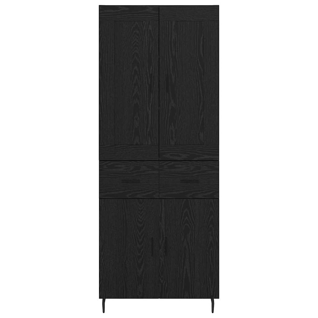 Highboard με συρτάρι 2 pcs Μαύρη Οξυά Επεξεργασμένο ξύλο