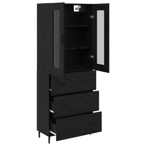Highboard 2 τμχ. Μαύρη Οξυά 69,5 x 34 x 180 εκ.