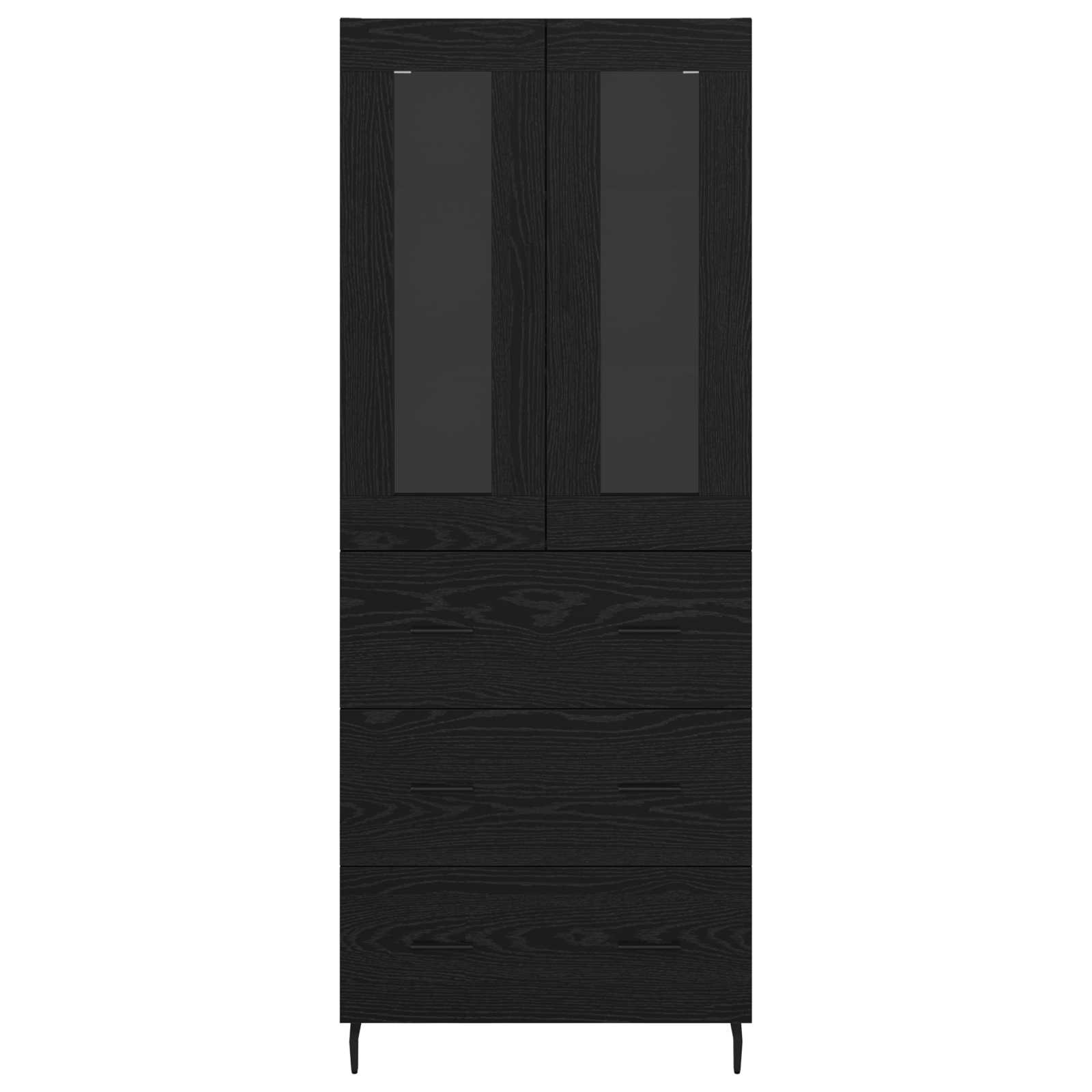 Highboard με συρτάρι 2 pcs Μαύρη Οξυά Επεξεργασμένο ξύλο
