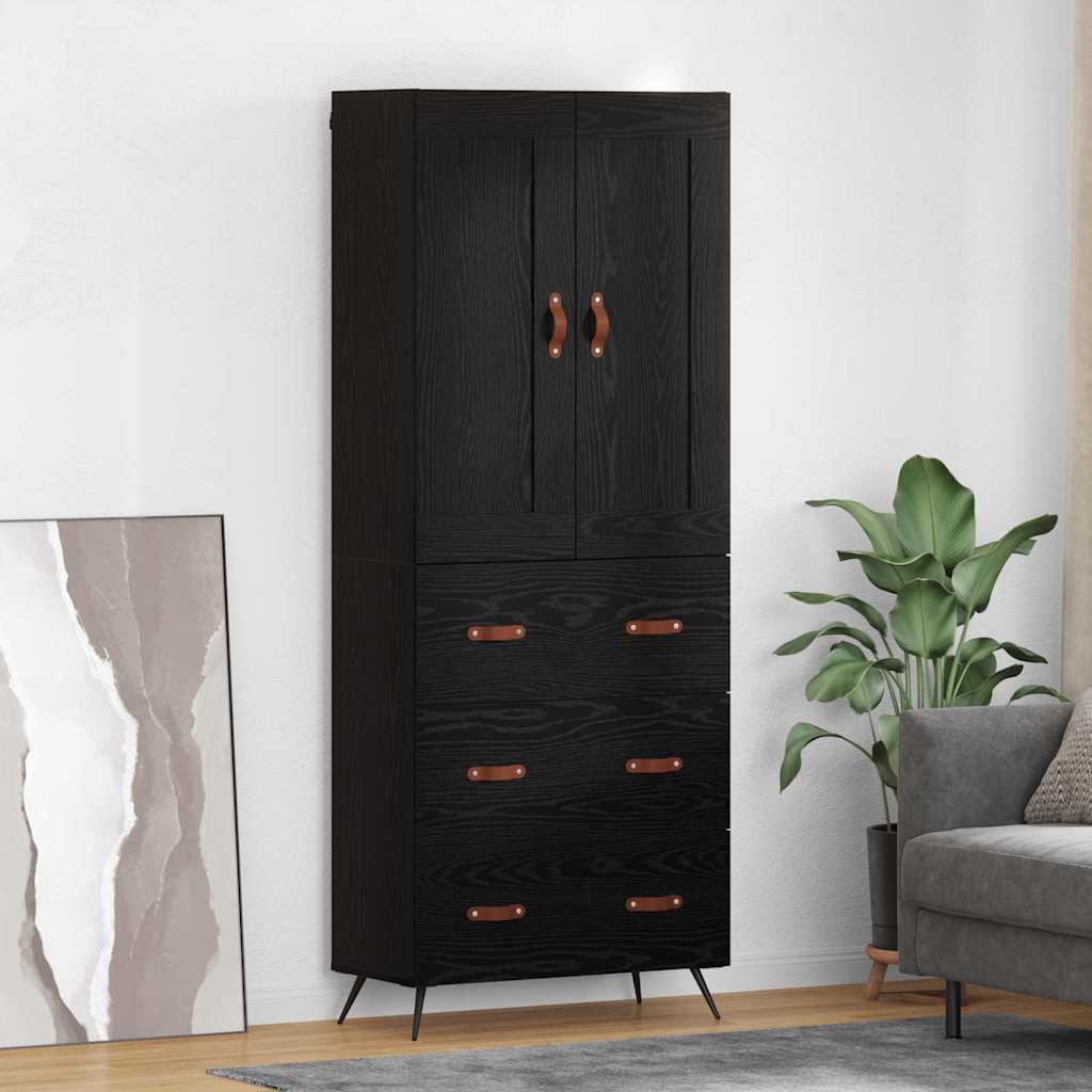 Highboard Μαύρη Οξυά 69,5 x 34 x 180 εκ. Επεξεργασμένο ξύλο - Pakobazaar