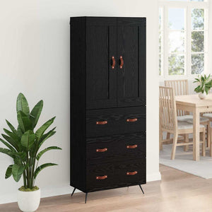 Highboard Μαύρη Οξυά 69,5 x 34 x 180 εκ. Επεξεργασμένο ξύλο - Pakobazaar