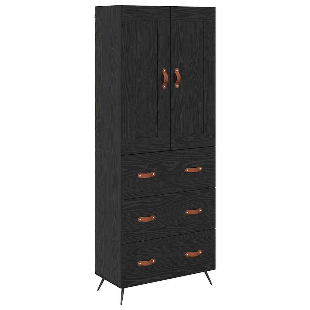 Highboard Μαύρη Οξυά 69,5 x 34 x 180 εκ. Επεξεργασμένο ξύλο - Pakobazaar