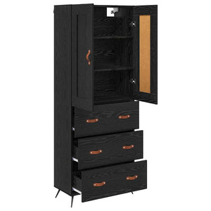 Highboard Μαύρη Οξυά 69,5 x 34 x 180 εκ. Επεξεργασμένο ξύλο - Pakobazaar