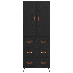 Highboard Μαύρη Οξυά 69,5 x 34 x 180 εκ. Επεξεργασμένο ξύλο - Pakobazaar