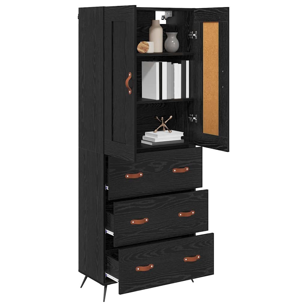 Highboard Μαύρη Οξυά 69,5 x 34 x 180 εκ. Επεξεργασμένο ξύλο - Pakobazaar
