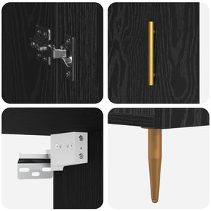 Highboard Μαύρη Οξυά 69,5 x 34 x 180 εκ. Επεξεργασμένο Ξύλο