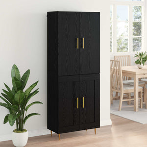 Highboard Μαύρη Οξυά 69,5 x 34 x 180 εκ. Επεξεργασμένο Ξύλο