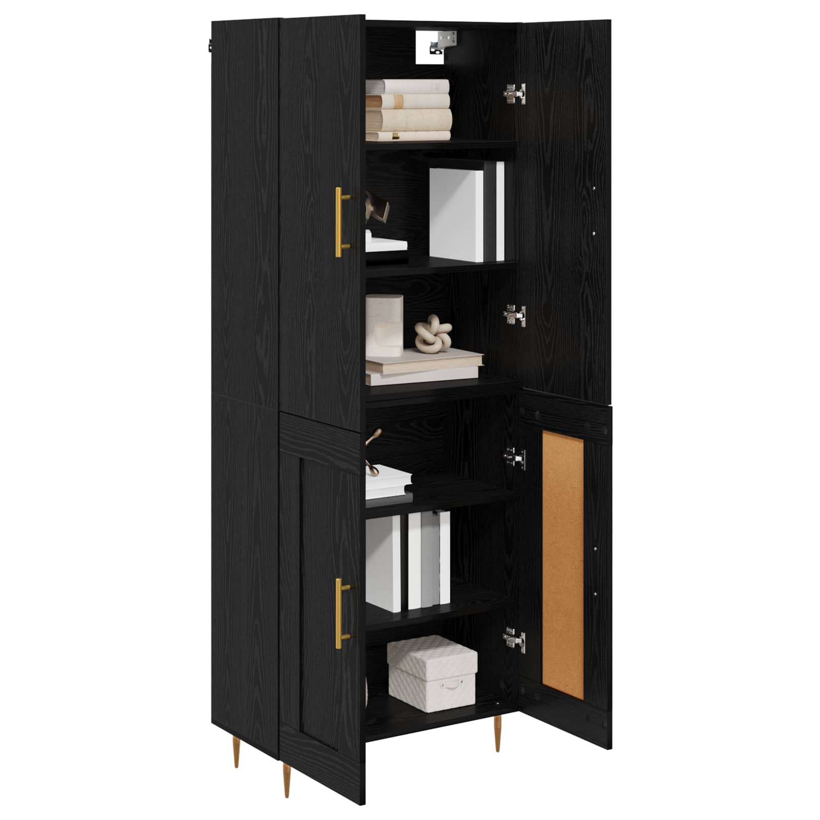 Highboard Μαύρη Οξυά 69,5 x 34 x 180 εκ. Επεξεργασμένο ξύλο