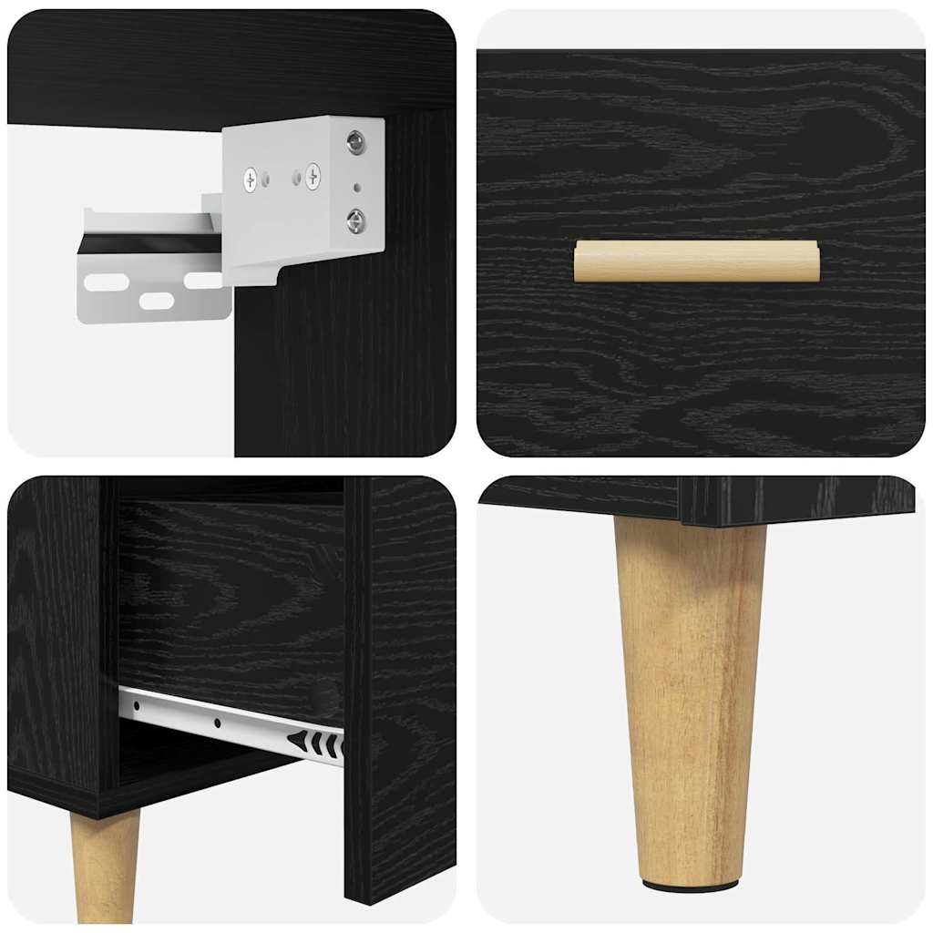 Highboard Μαύρη Οξυά 69,5 x 32,5 x 180 εκ Επεξεργασμένο ξύλο