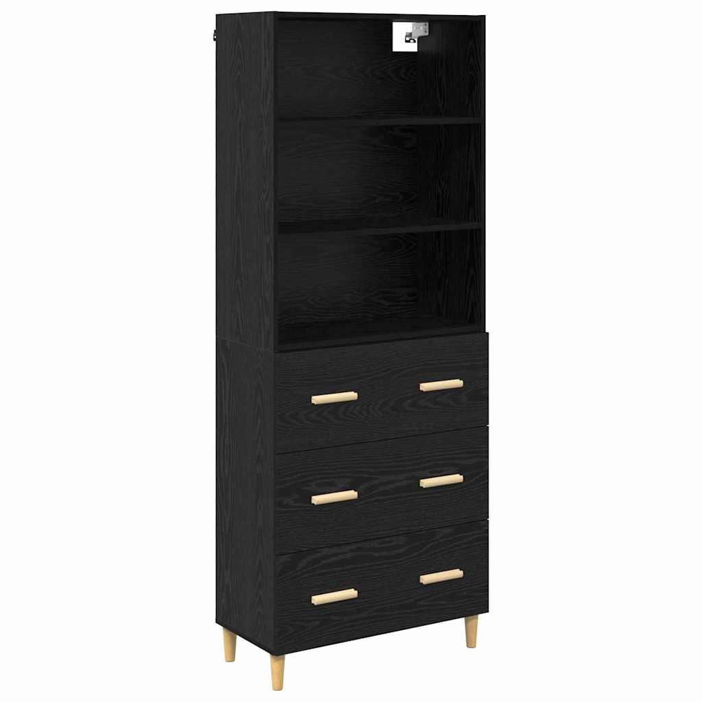 Highboard Μαύρη Οξυά 69,5 x 32,5 x 180 εκ Επεξεργασμένο ξύλο