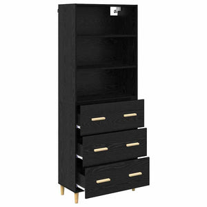 Highboard Μαύρη Οξυά 69,5 x 32,5 x 180 εκ Επεξεργασμένο Ξύλο