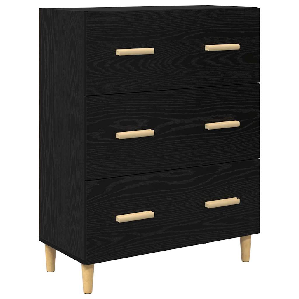 Highboard Μαύρη Οξυά 69,5 x 32,5 x 180 εκ Επεξεργασμένο ξύλο