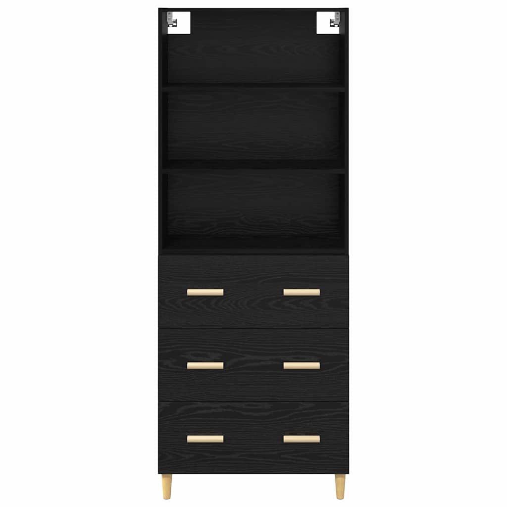 Highboard Μαύρη Οξυά 69,5 x 32,5 x 180 εκ Επεξεργασμένο ξύλο