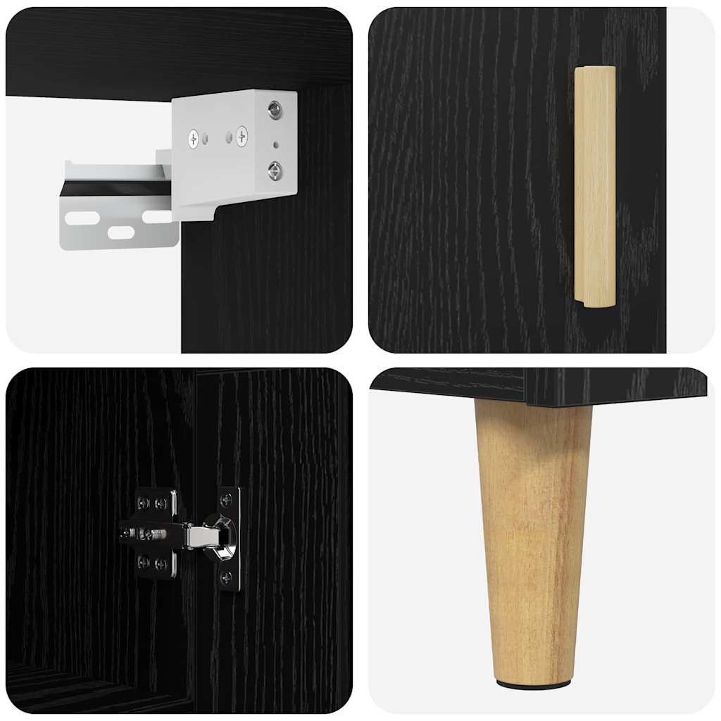 Highboard Μαύρη Οξυά 69,5 x 32,5 x 180 εκ Επεξεργασμένο ξύλο