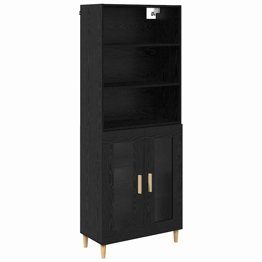 Highboard Μαύρη Οξυά 69,5 x 32,5 x 180 εκ Επεξεργασμένο ξύλο