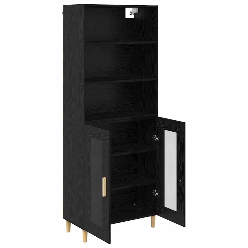 Highboard Μαύρη Οξυά 69,5 x 32,5 x 180 εκ Επεξεργασμένο ξύλο
