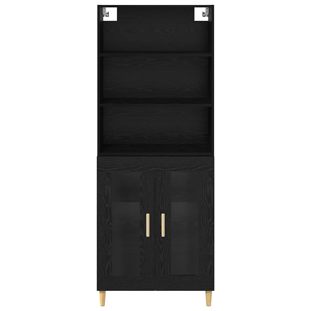 Highboard Μαύρη Οξυά 69,5 x 32,5 x 180 εκ Επεξεργασμένο ξύλο