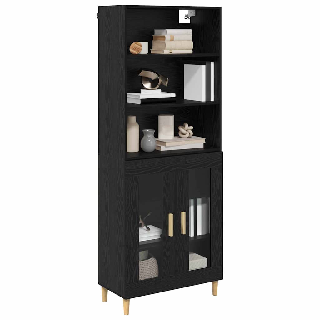 Highboard Μαύρη Οξυά 69,5 x 32,5 x 180 εκ Επεξεργασμένο ξύλο
