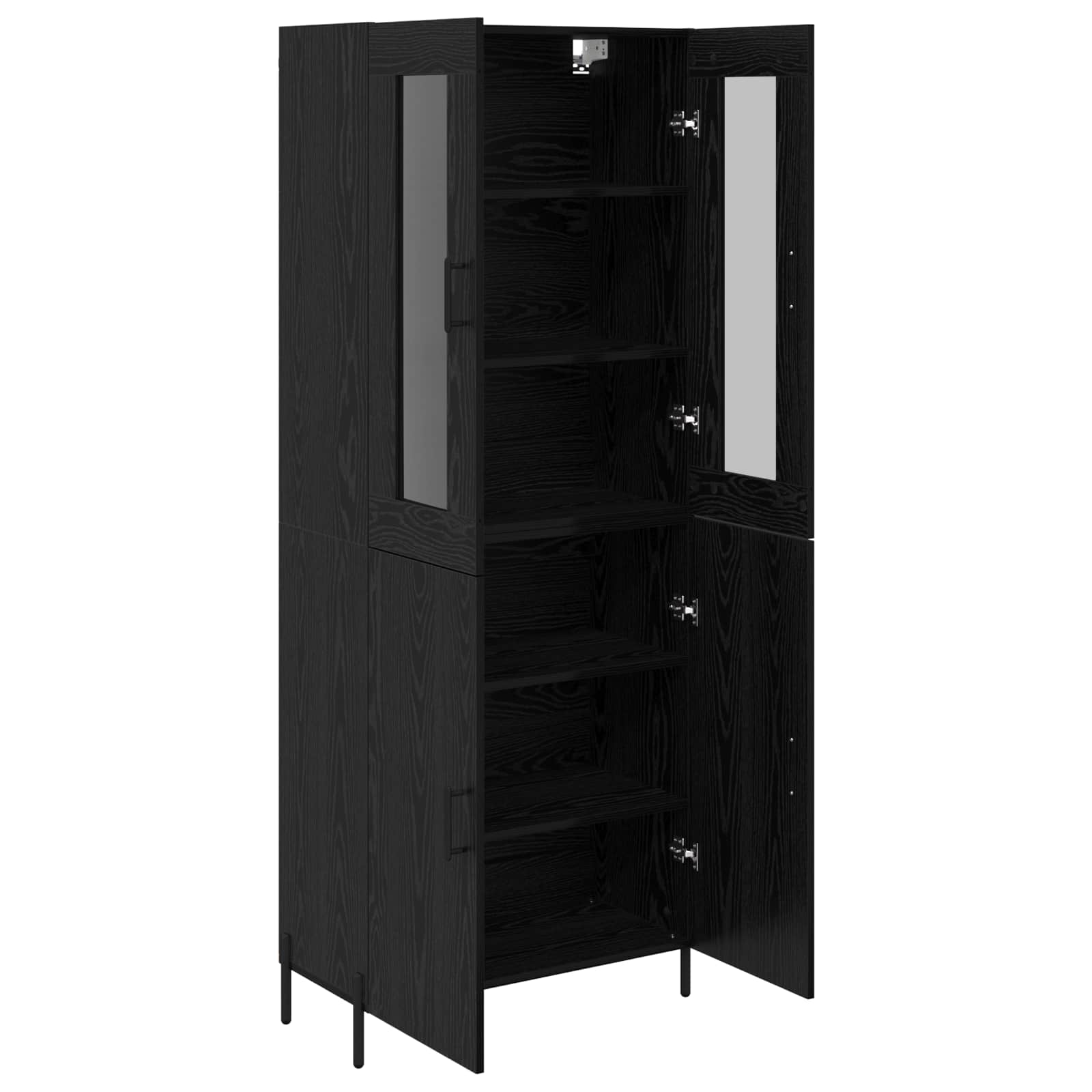 Highboard Μαύρη Οξυά 69,5 x 34 x 180 εκ. Επεξεργασμένο ξύλο - Pakobazaar