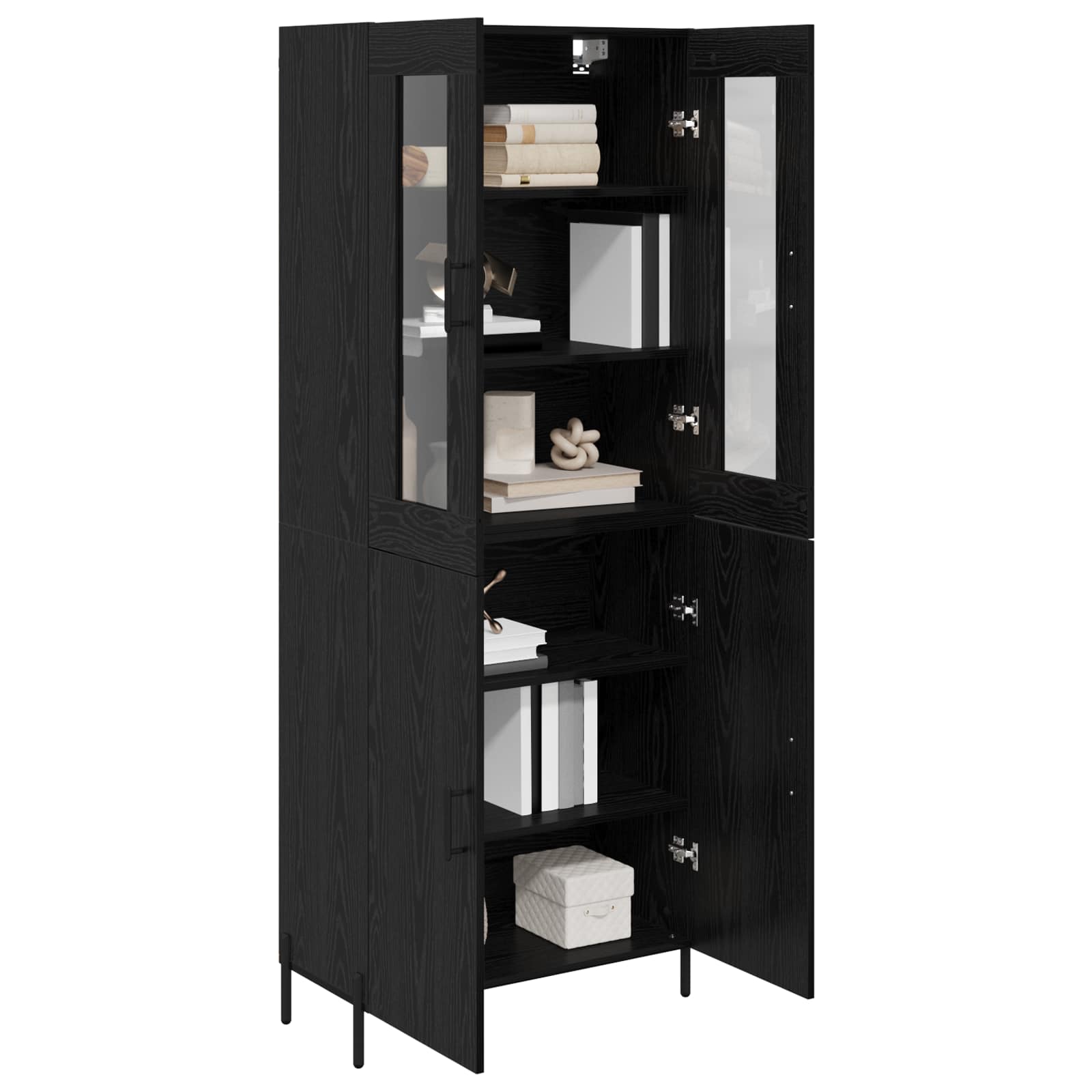 Highboard Μαύρη Οξυά 69,5 x 34 x 180 εκ. Επεξεργασμένο ξύλο - Pakobazaar