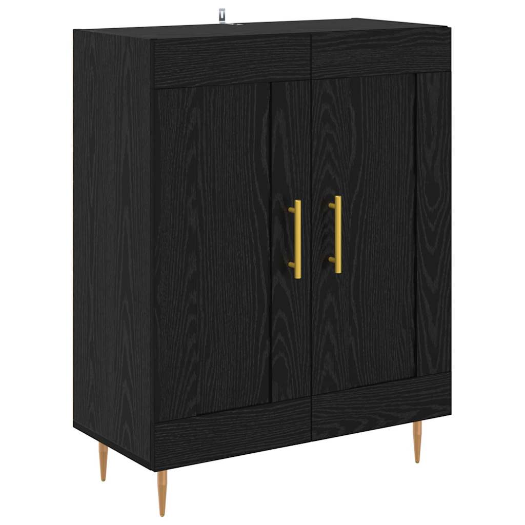 Highboard Μαύρη Οξυά 69,5 x 34 x 180 εκ. Επεξεργασμένο ξύλο