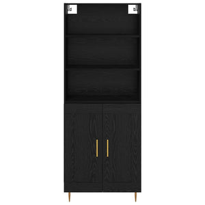 Highboard Μαύρη Οξυά 69,5 x 34 x 180 εκ. Επεξεργασμένο Ξύλο