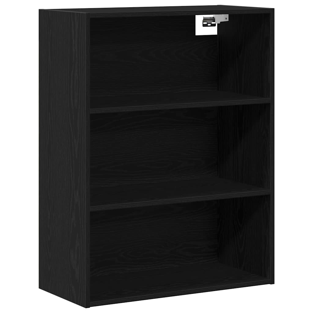 Highboard Μαύρη Οξυά 69,5 x 34 x 180 εκ. Σύνθετο Ξύλο και Γυαλί