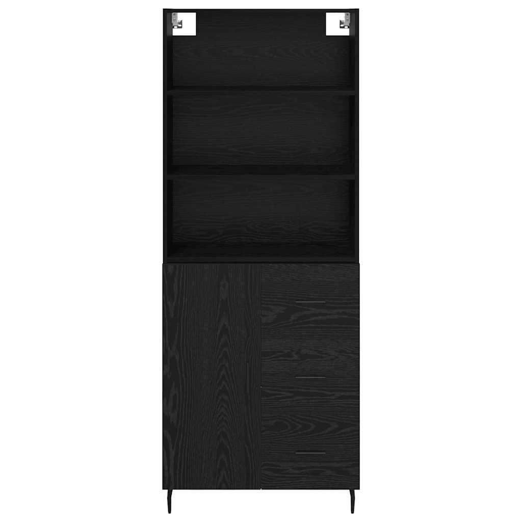 Highboard Μαύρη Οξυά 69,5 x 34 x 180 εκ. Σύνθετο Ξύλο και Γυαλί