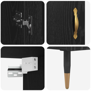 Highboard Μαύρη Οξυά 69,5 x 34 x 180 εκ. Επεξεργασμένο Ξύλο