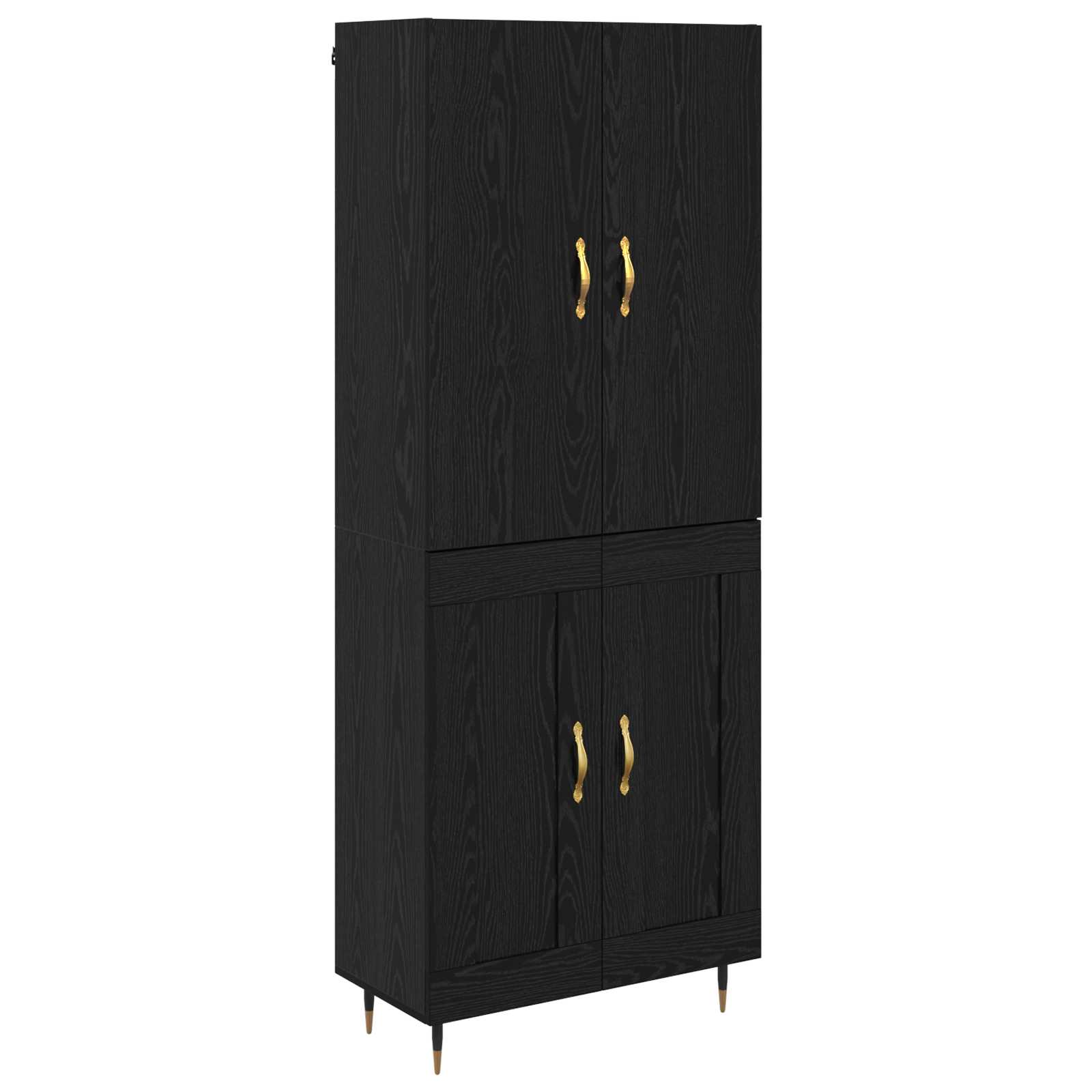 Highboard Μαύρη Οξυά 69,5 x 34 x 180 εκ. Επεξεργασμένο ξύλο