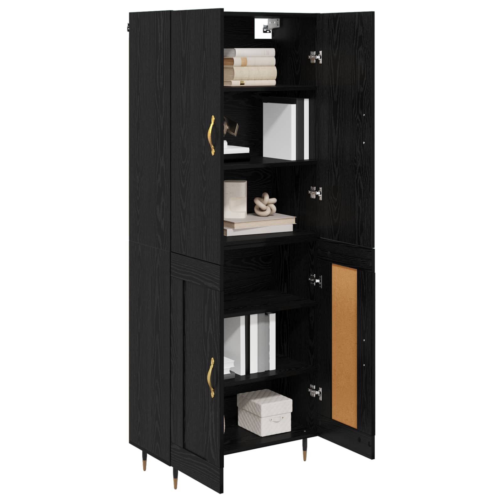 Highboard Μαύρη Οξυά 69,5 x 34 x 180 εκ. Επεξεργασμένο ξύλο
