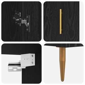 Highboard 2 τμχ. Μαύρη Οξυά 69,5 x 34 x 180 εκ.