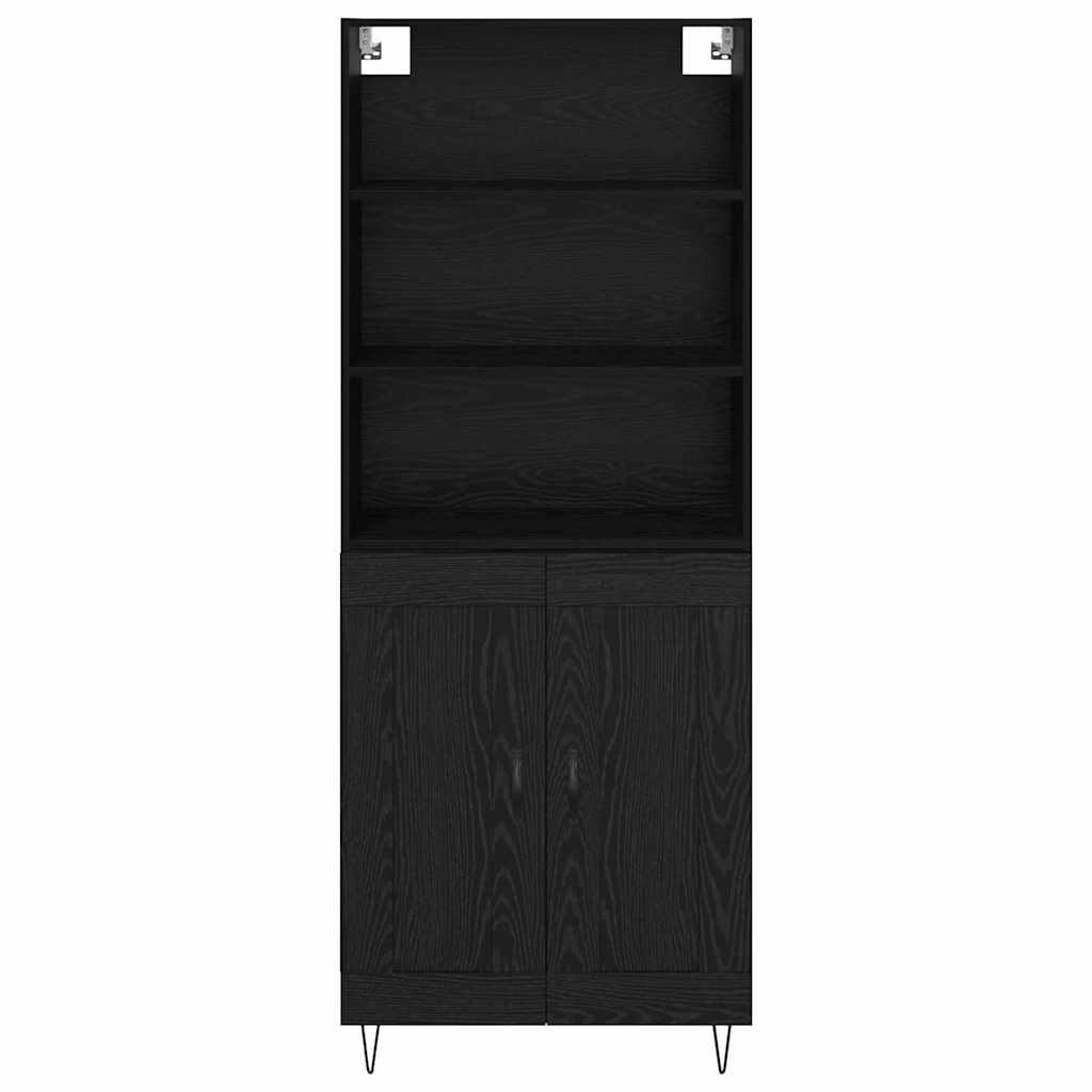 Highboard με συρτάρι 2 pcs Μαύρη Οξυά Επεξεργασμένο ξύλο