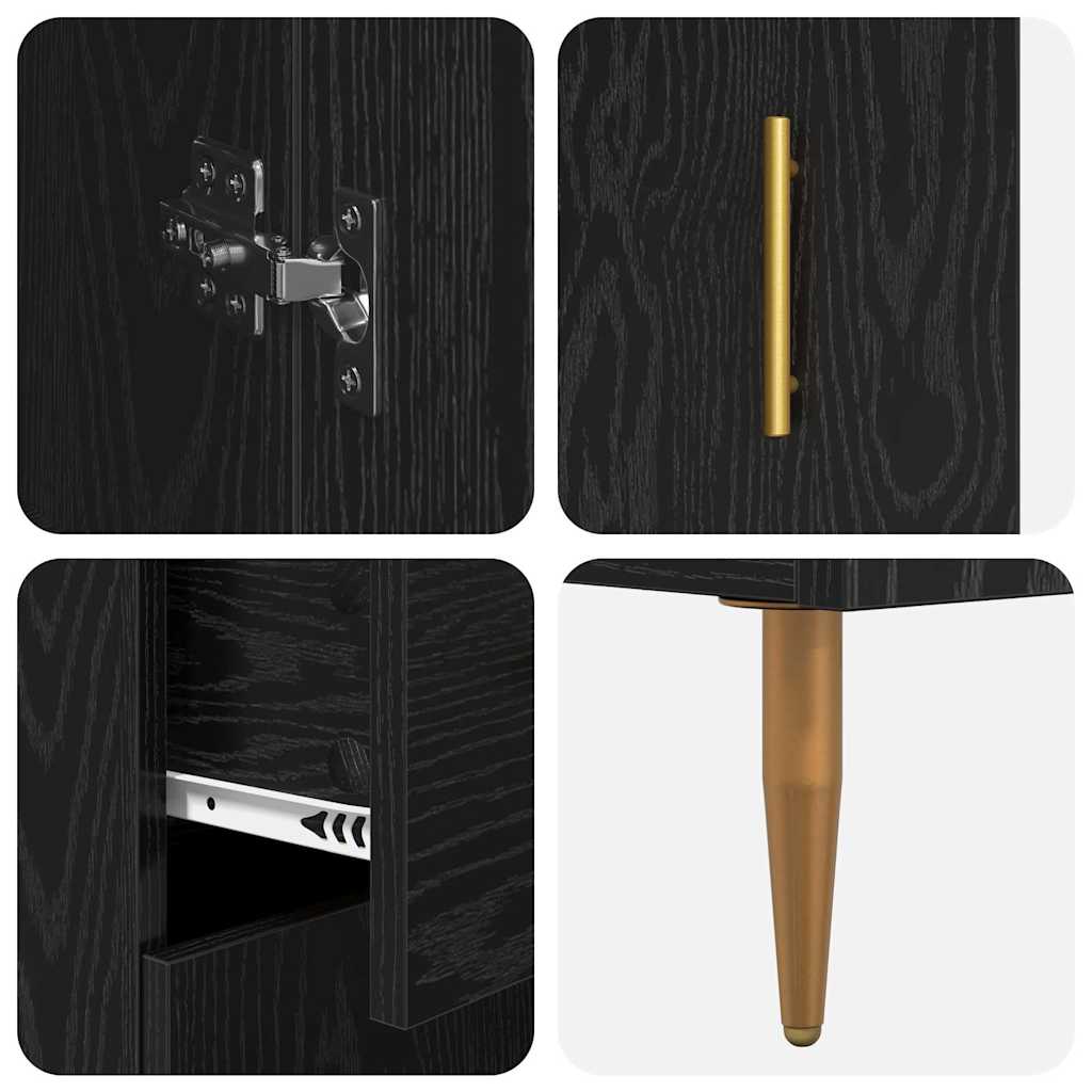 Highboard με συρτάρι 2 pcs Μαύρη Οξυά Επεξεργασμένο ξύλο - Pakobazaar