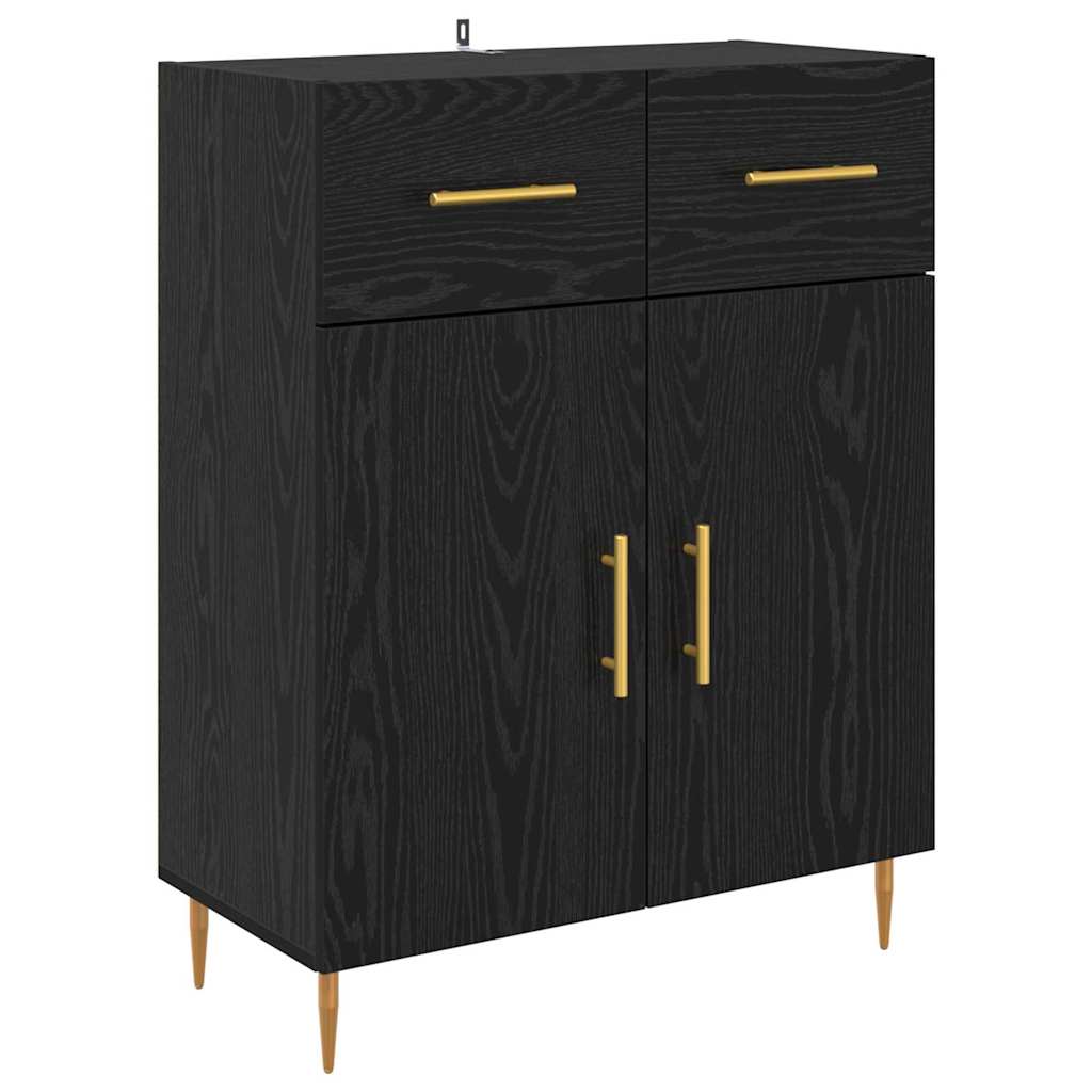 Highboard με συρτάρι 2 pcs Μαύρη Οξυά Επεξεργασμένο ξύλο - Pakobazaar